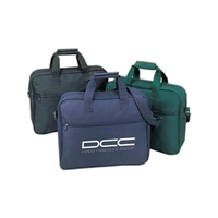 Budget briefcase with zippered sleeve pocket, fabric hook, loop handle...