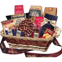 Gift basket with nuts, salmon, chocolate and cookies.... from ASI 68680 Maple...