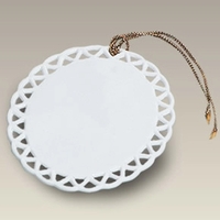 Lace, round shaped Christmas tree ornament made of porcelain.... from ASI...