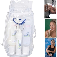 Sun kit with sunscreen, hand sanitizer and lip balm in vinyl... from ASI...