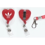 Heart shape retractable badge holder with lanyard