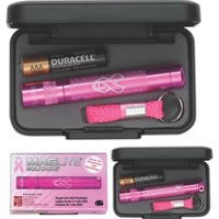 Pink breast cancer awareness Mag-Lite flashlight with pink lanyard and one......