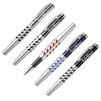 Cap-off rollerball pen with matte silver barrel and grip.... from ASI 40544...
