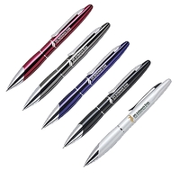 Ballpoint pen with sleek metallic color barrel and chrome plated accents.......