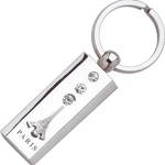 Key Tag, Zinc Die Cast, Rectangle with Emblem and Stones