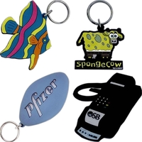 3" Custom, Molded, PVC Rubber Key Tag, 1 Sided, 2-Dimensional Design... from...