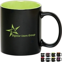 Black matte 11 oz mug with color interior.... from ASI 39552 BEL Promo