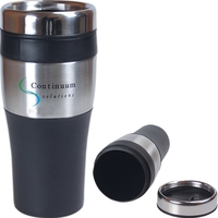 Black thermal tumbler with wide stainless steel belly band.... from ASI 42920...