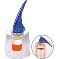 Clear plastic bottle topper/stopper with blue lever.... from ASI 31977 Adline...