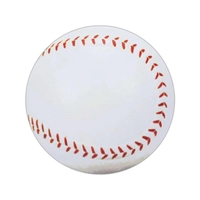 White softball shaped stress ball with red markings, 4".... from ASI 31977...