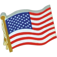 American flag shaped stress reliever with blue and red markings.... from ASI...