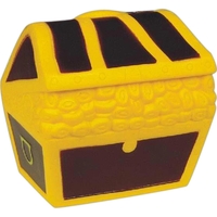 Yellow treasure chest stress reliever with brown markings.... from ASI 31977...