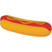 Yellow hot dog stress reliever with red markings.... from ASI 31977 Adline...