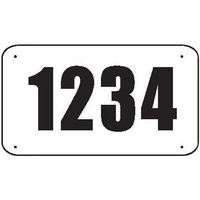 Pin on numbers with black 2.75" numerals and rounded corners, no... from ASI...