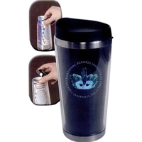 12 oz. clear acrylic tumbler with stainless steel base, black lid... from ASI...