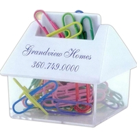 House shaped paper clip dispenser with approximately 20 clips in assorted......