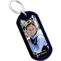 Dog tag shaped key tag with photograph insert.... from ASI 62190 Illini