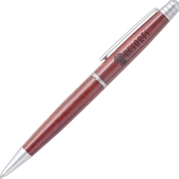 Wooden twist action ballpoint pen with satin chrome accents.... from ASI...