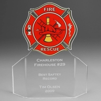7" x 6" x 3/16" acrylic award with Maltese firemen design.... from ASI 45430...