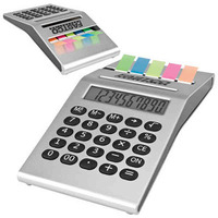 Metallic sliver color dual power calculator with flag dispenser... from ASI...