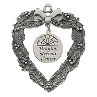 Heart Wreath with silk screen dangle MC Design ornament with cord.... from...