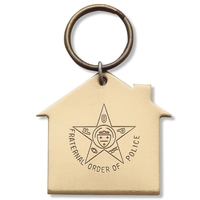 House shaped silkscreened key tag with epoxy dome on one side... from ASI...