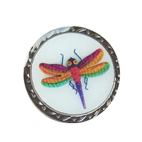 Golf clip ball marker with colorful dragon fly design and silver... from ASI...