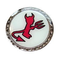 Golf clip ball marker with red devil design and silver outer... from ASI...
