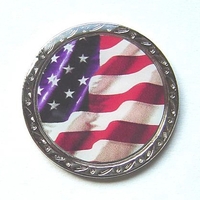 Golf clip ball marker with wavy flag with stars and stripes... from ASI 57853...