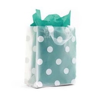Frosty clear film printed with white dots bag with soft loop... from ASI...