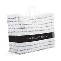 Plastic handle shopping bag with "Thank you" design, 16" x 6"... from ASI...