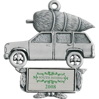 Truck with Tree Christmas ornament with cord and antique pewter finish.......