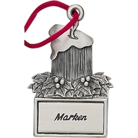 Candle with Holly Ornament