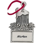 Candle with Holly Ornament