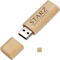 2 3/8" x 3/4" USB flash drive with natural bamboo finish,... from ASI 90859...