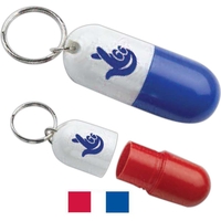 3" x 1 1/4" pill-shaped capsule pill holder with keyring.... from ASI 90859...