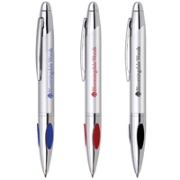 Twist action ballpoint pen, silver barrel with cushion grip, chrome plated......