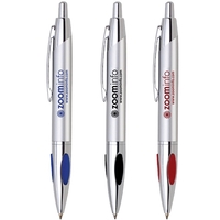 Click action ballpoint pen, silver barrel with cushion grip, chrome plated......