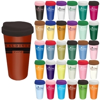 Double wall ceramic tumbler with silicone drink thru lid.... from ASI 40544...