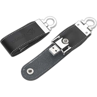 3 1/2" x 1" black of brown leather USB flash drive... from ASI 90859 Tempo...