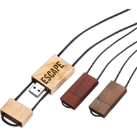 2 1/4" x 1 1/8" wooden USB flash drive with lanyard;... from ASI 90859 Tempo...
