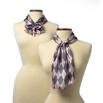 Pink & Grey 8" x 45" Argyle Silk Scarf