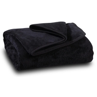 Black coral fleece throw blanket finished with matching binding.... from ASI...