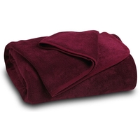 Maroon coral fleece throw blanket finished with matching binding.... from ASI...