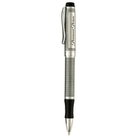 Brass ballpoint pen with twist action mechanism, textured herringbone finish...
