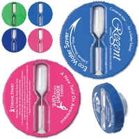 Shower timer. Twist-action 5 minute hourglass timer with suction mount.......