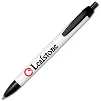 Wide body retractable pen, white barrel with colored tip, clip and... from...