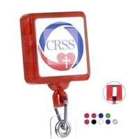 Square shape Retractable Badge comes in plastic case with vinyl I.D.... from...