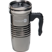 Black chrome 16 oz. travel mug with spill resistant lid.... from ASI 89320...