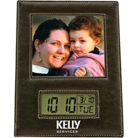 Leather photo frame with LCD clock.... from ASI 31570 Advantage Industries /...